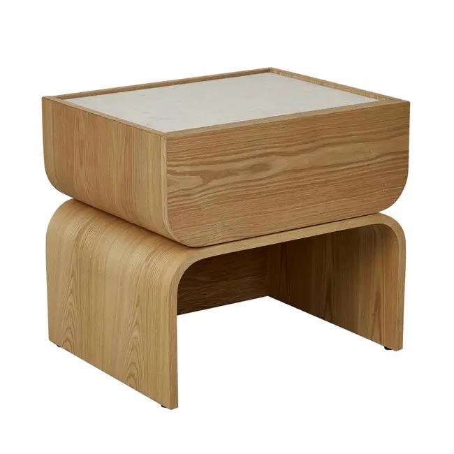 Artie Arc Bedside Table | White / Natural