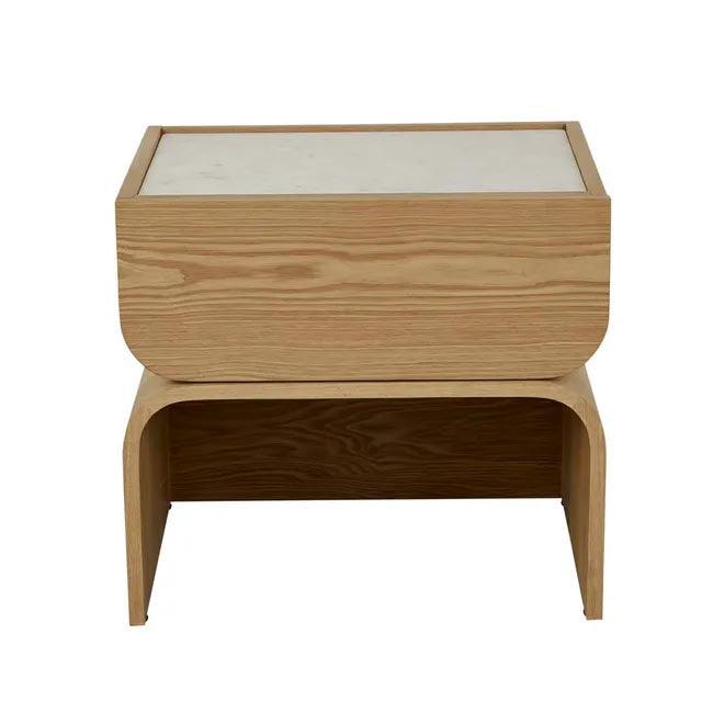 Artie Arc Bedside Table | White / Natural