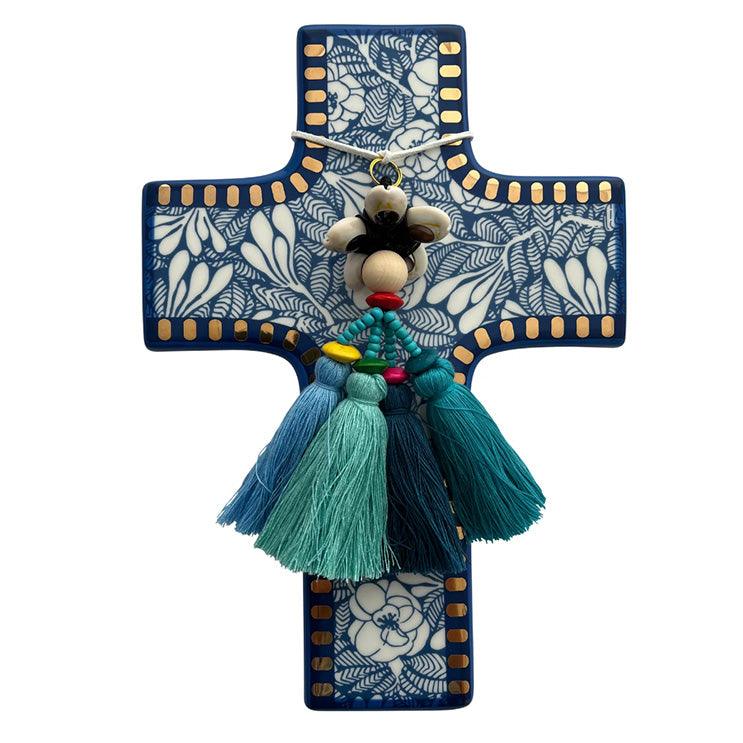 Blue Wild Flower Cross