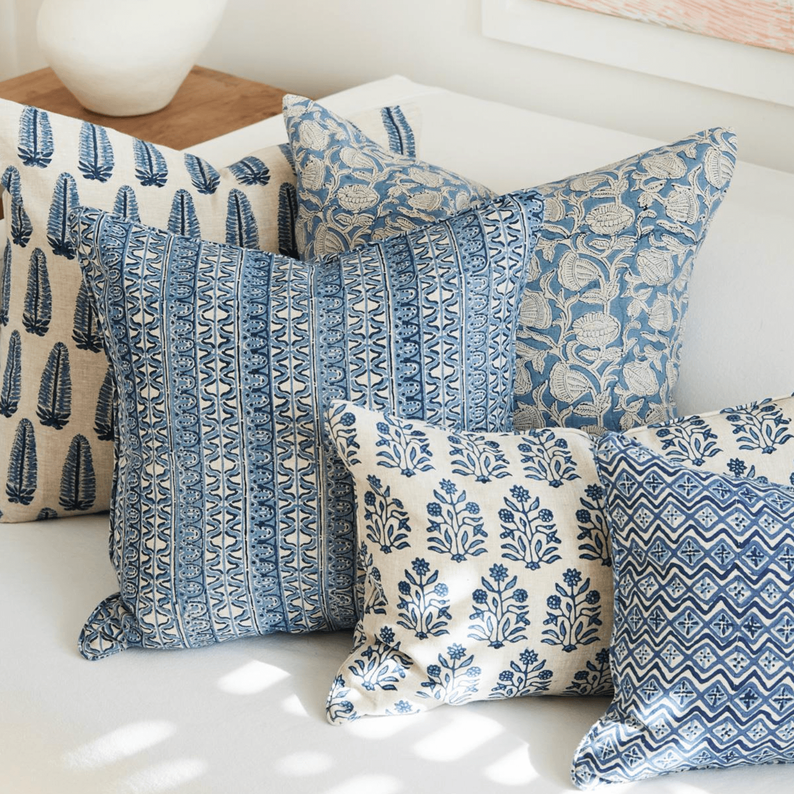 Corfu Azure Linen Cushion