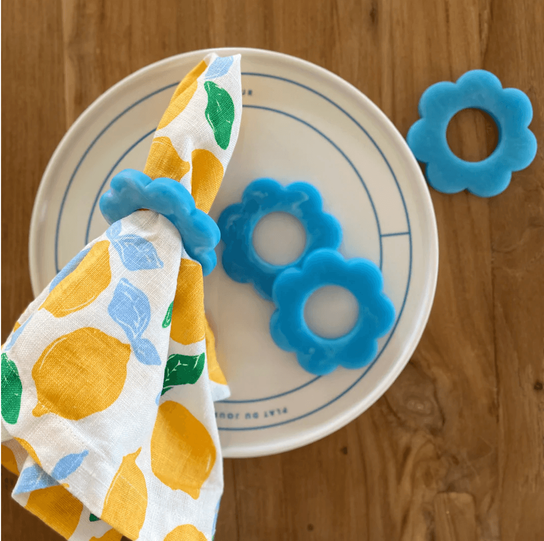 Daisy Resin Napkin Ring Set of 4 | Chambray