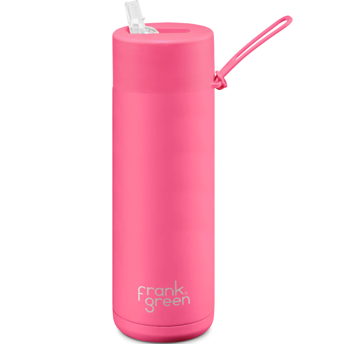 20oz Ceramic Reusable Bottle with Straw Lid | Neon Pink