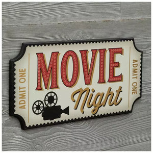 Vintage Look Movie Night Ticket Wood Wall Décor - Artisticspacedecor