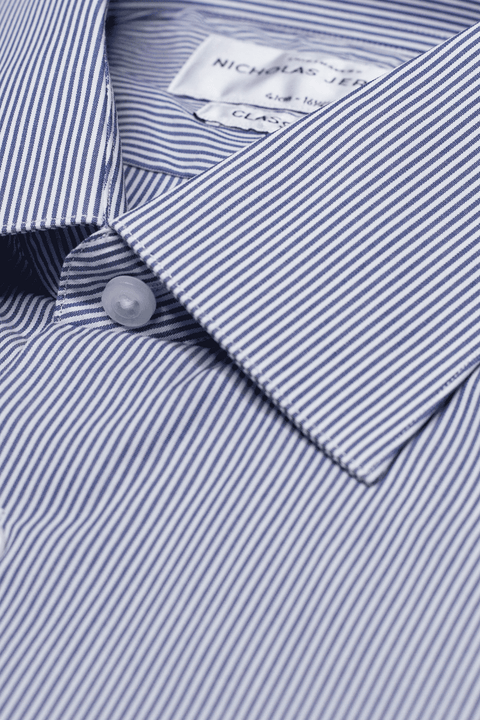 Collar of Carson Stripe Super Slim Double Cuff Men's Business Shirt