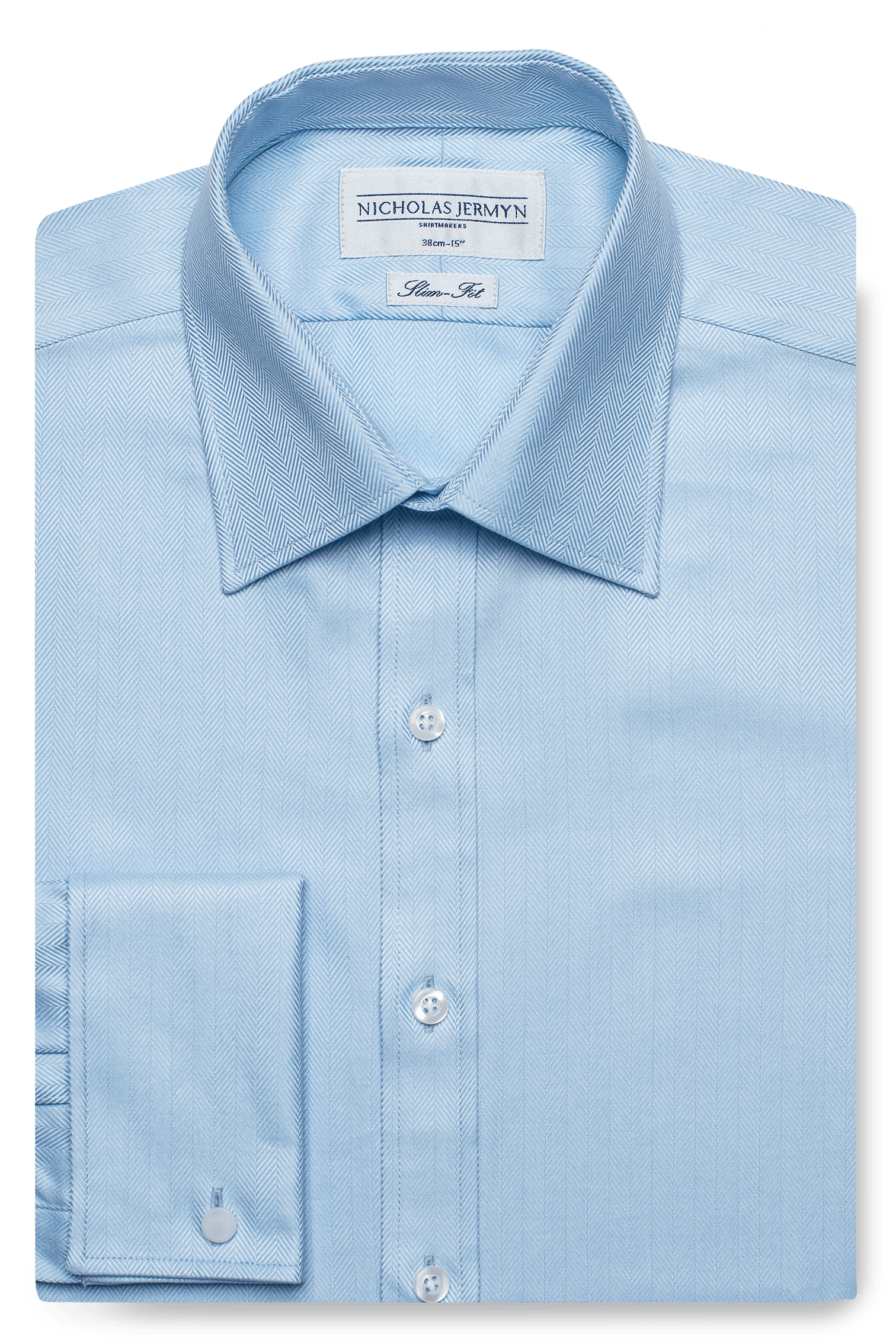 Herringbone | Men’s Blue Slim Fit Business Shirt | Nicholas Jermyn