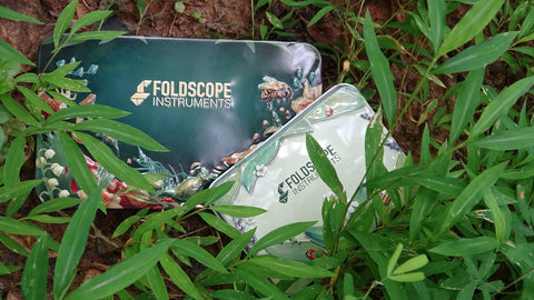 Picture of Foldscope Explorer Kit and Foldscope Mini Explorer Kit outdoors