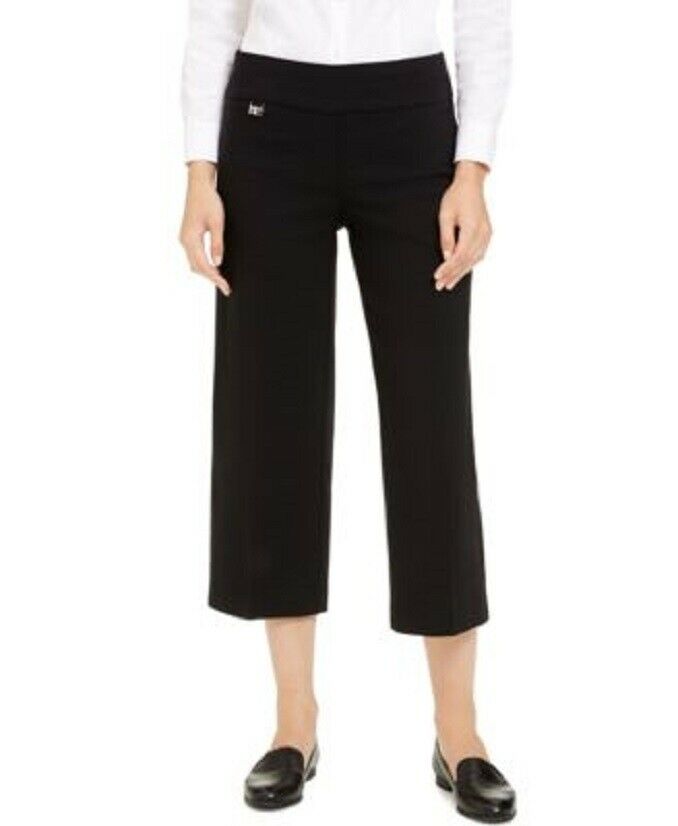 Alfani Women Tummy-Control Pull-On Capri Crop Colutte Wide leg Pant Bl ...