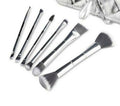 Glitterati Culture 6 Dual End Makeup Brush Set Silver Quilted Cosmetic Pouch NEW - evorr.com