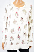 Style&Co Women's Long Sleeve White Printed sweater Top Plus 3X
