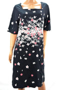 Charter Club Women's Short-Sleeves Black Floral-Print Shift Tunic Dress Plus 3X