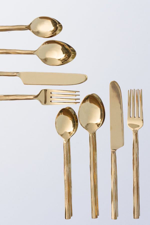 Gold Pvd Cutlery - Elena - Set 24 Pcs Black Pearly Handle - Discounted  prices