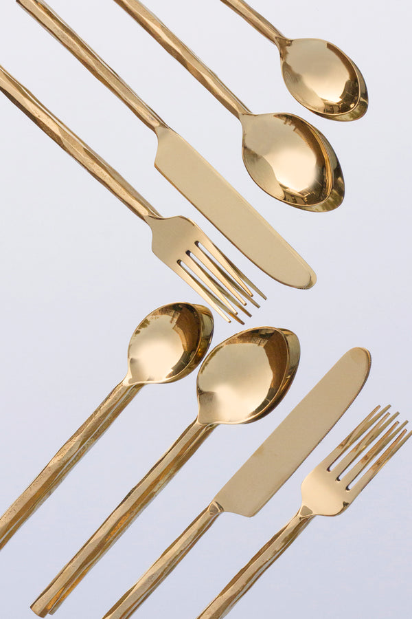 Stainless Steel 24 Piece Gold Modern Flatware Set With Colorful Handle –  Terra Powders