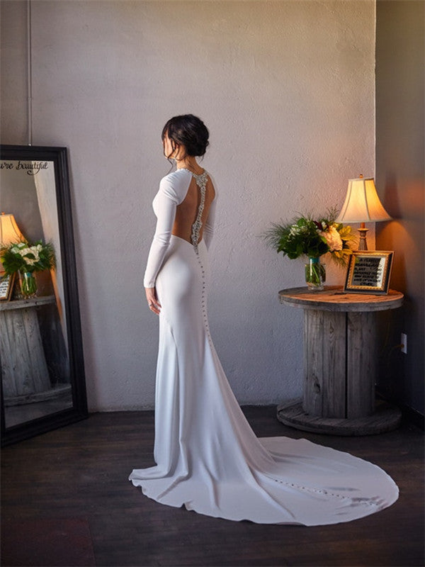 wedding dress simple long sleeve