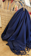 Super Soft Plain Tassel Pashmina Scarf - Navy