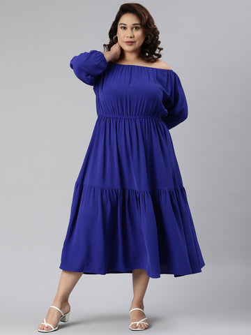 COBALT BLUE OFF SHOULDER DRESS