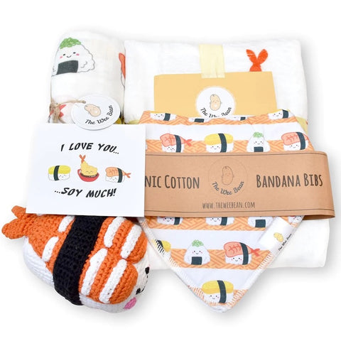 Explore our delightful sushi-inspired collection of organic baby apparel and gifts, designed to offer optimal support and care for your baby's delicate skin