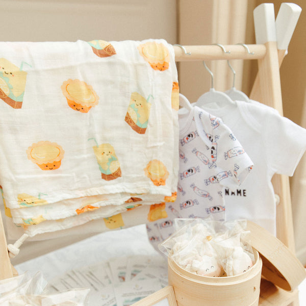 egg tart lemon tea swaddle the wee bean party decor