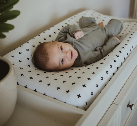 Modern Burlap Organic Changing Pad Cover