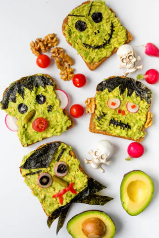 healthy halloween kids toddler baby treats zombie avocado toast