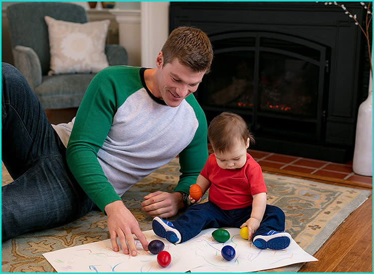 baby boy coloring with dad the wee bean newborn guide