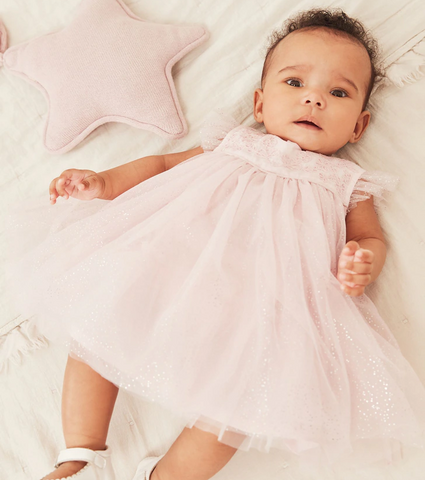 Consider a cute baby girl dress for a newborn photoshoot