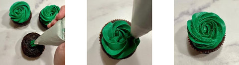 image of cupcakes piped with tip 1m