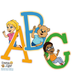 Emma, Egor and Eli are using sign language to sign their ABC's in ASL and SEE. How to sign the ABC and the alphabet. Fingerspell the alphabet.