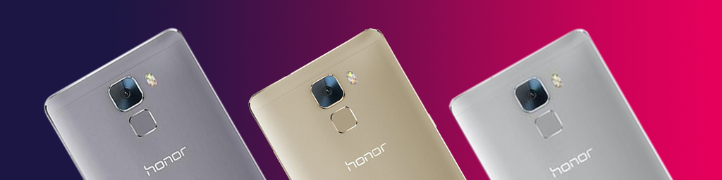Huawei Honor 7 Gold Grey Silver next to eachother