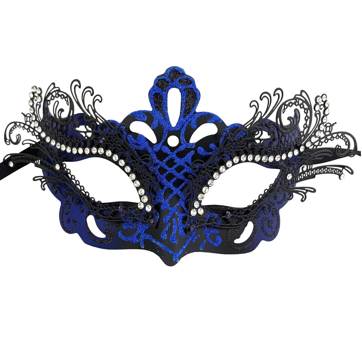 Couple Masquerade Metal Masks Venetian Halloween Costume Mask Mardi Gras Mask 2 Pack Black Blue Masquerade Masks For Your Ball