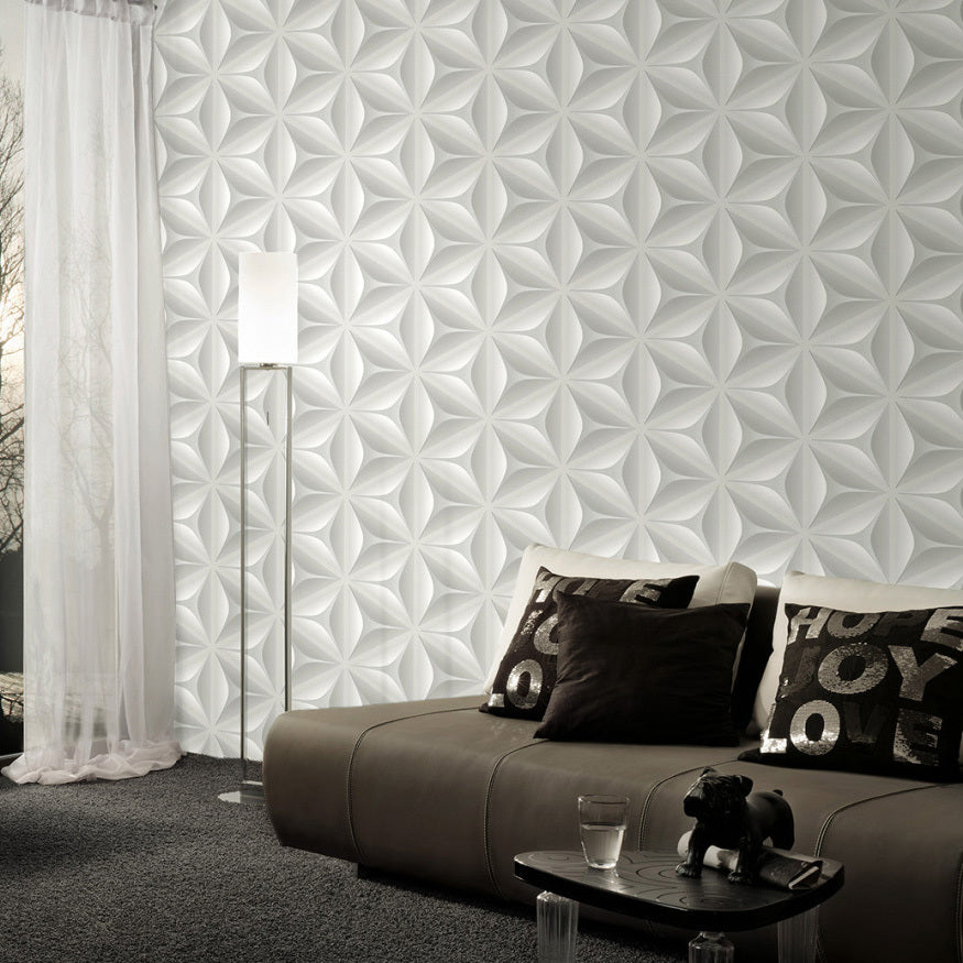 Illusion Geometric Wallpaper in Grey & White – Your 4 Walls