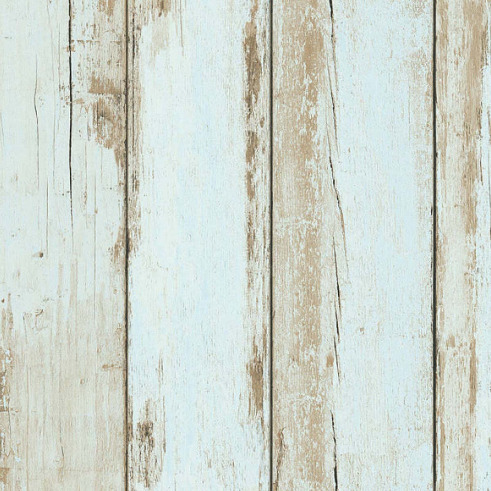 Reclaimed Textured Wood Effect Wallpaper in Light Blue ...