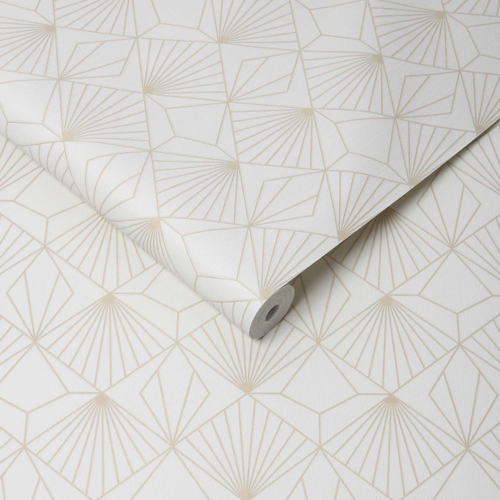 Art Deco Abstract Tile Effect Geometric Wallpaper Off
