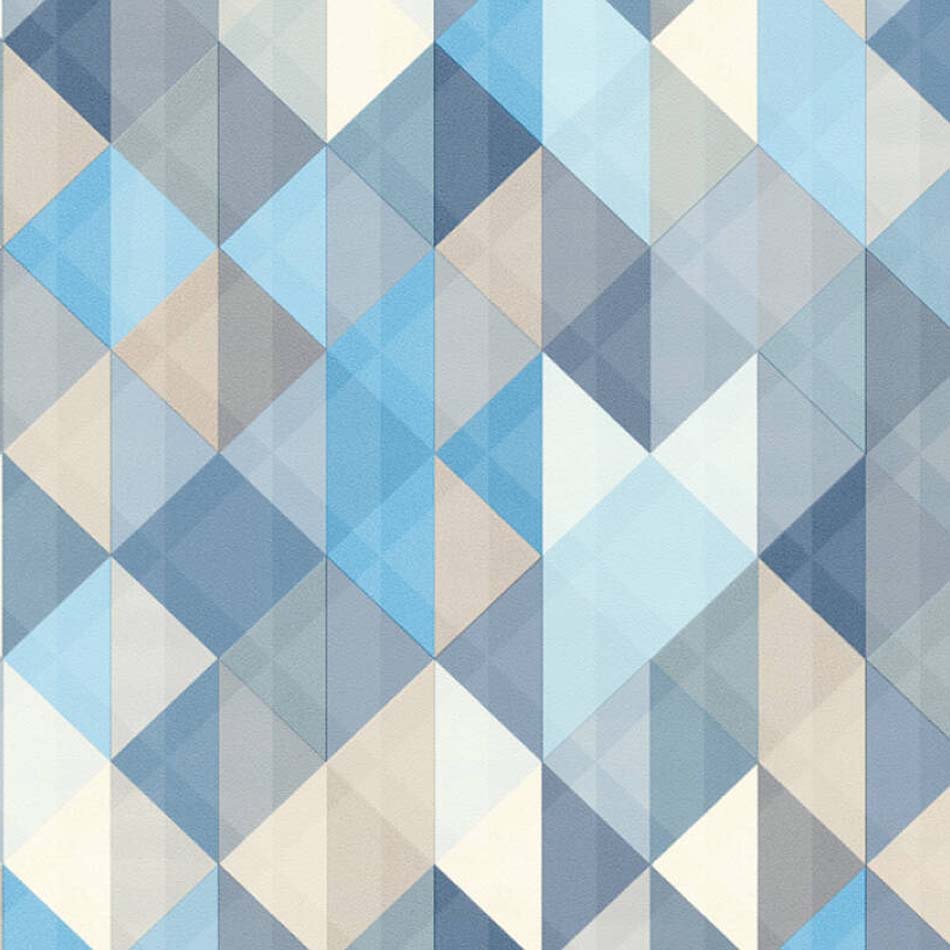 Triangular Diamond Geometric Wallpaper in Blue, Beige and Grey – Your 4