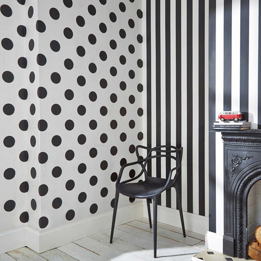 Polka Dotsspots Wallpaper Black White