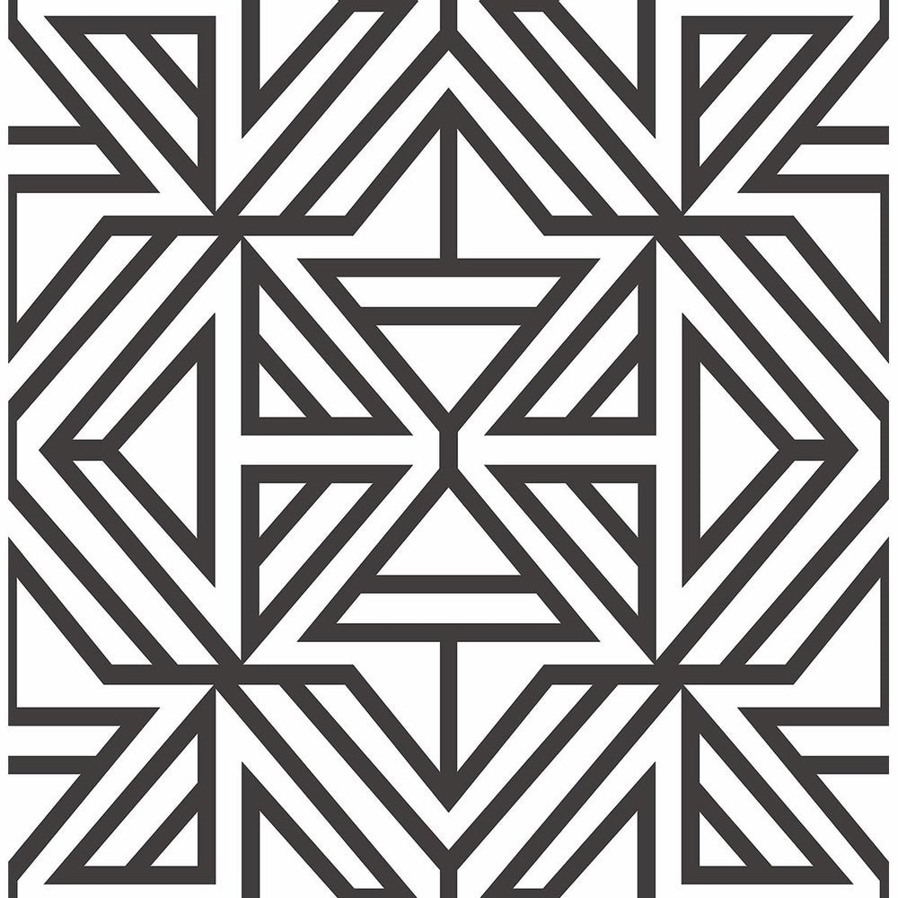 Triangle Geometric Wallpaper in Black & White Monochrome