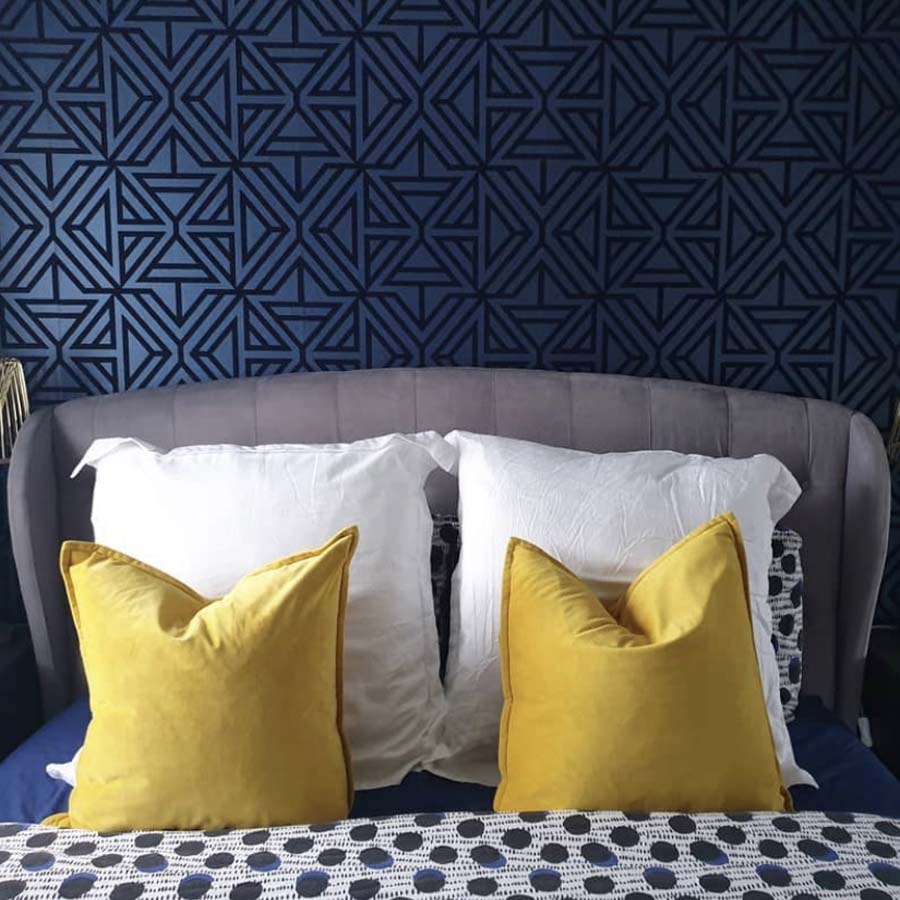 Triangle Geometric Flock Wallpaper in Blue – Your 4 Walls