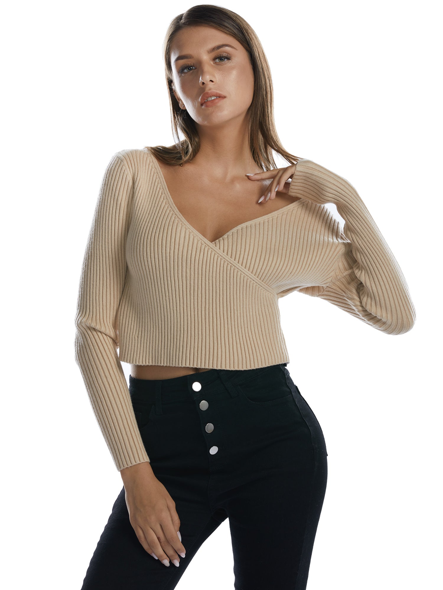 deep v wrap sweater