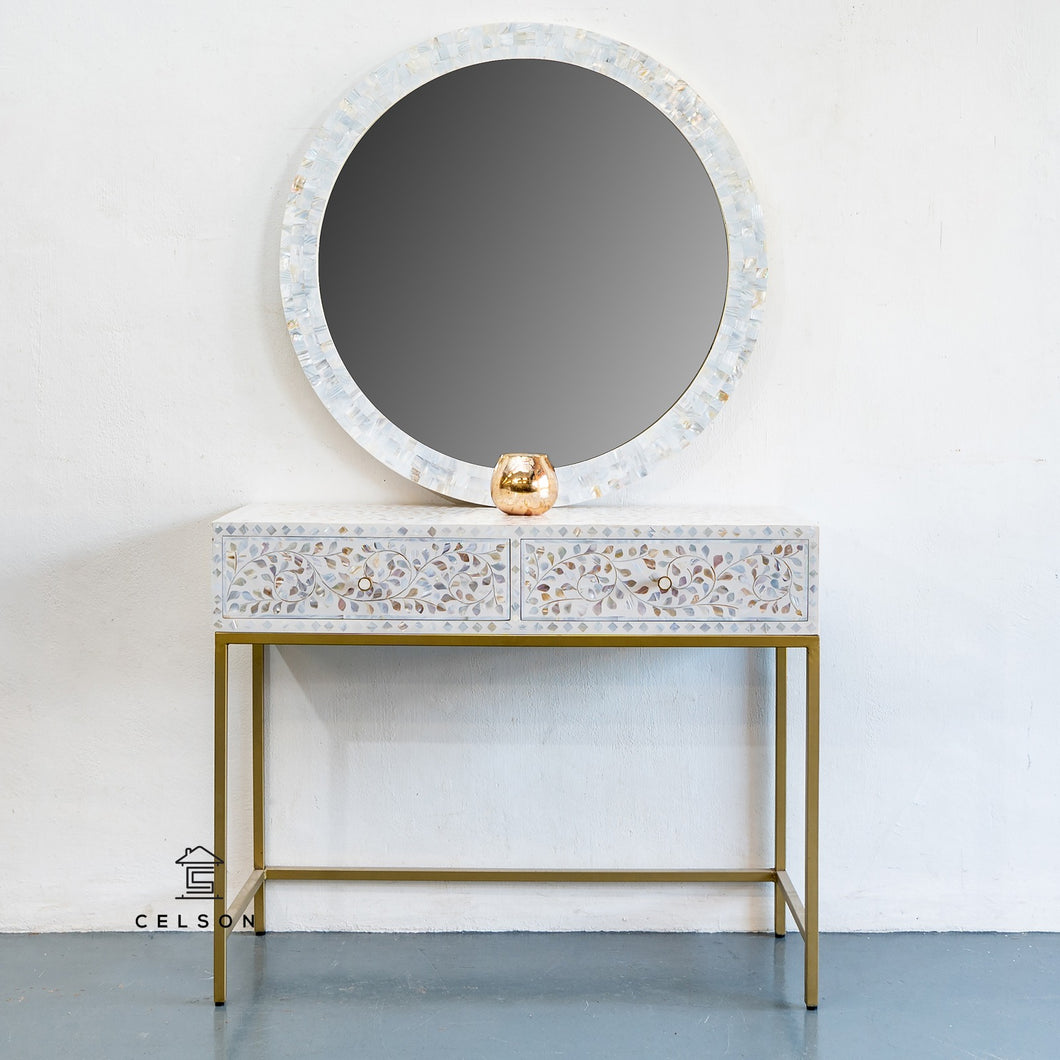 Diva Mother of Pearl Inlay Round Mirror