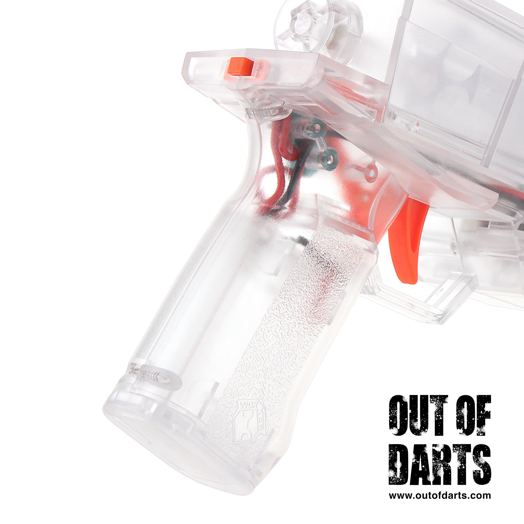 Out of Darts Blasters Shells Worker Hurricane Blaster grip detail