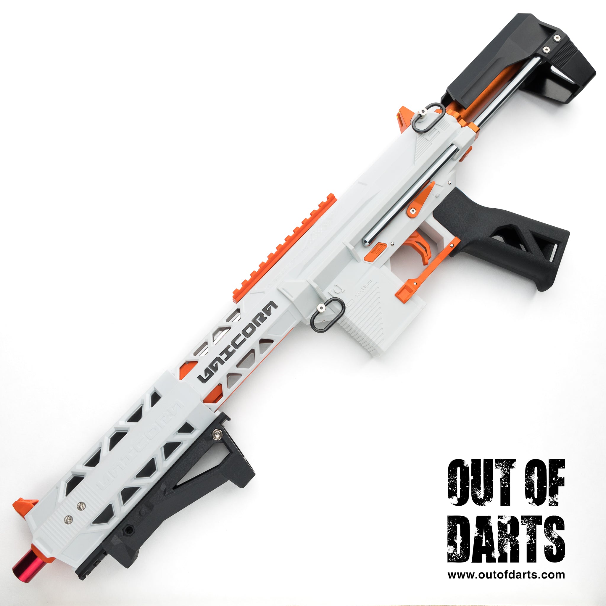 Out of Darts Blasters Springers XYL KM900 Unicorn Tactical Edition angled