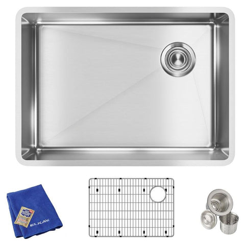 ECTRU24179RTC ELKAY CROSSTOWN STAINLESS STEEL 25-1/2" X 18-1/2" X 9", SINGLE BOWL UNDERMOUNT SINK KIT