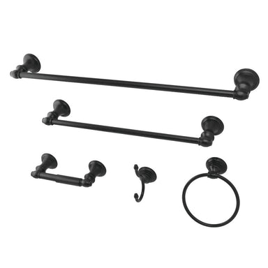 Kingston Brass BAHK6012478MB Markus 5-Piece Bathroom Accessory Set, Matte Black