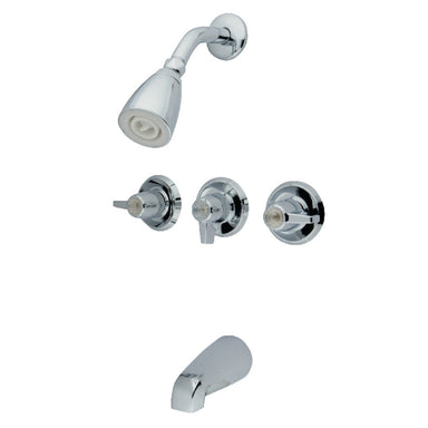 Kingston Brass 3-Porcelain Cross Handles Tub and Shower Faucet