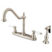 Kingston Brass Heritage Lever Handle 8" Center Kitchen Faucet with Brass Sprayer-Kitchen faucets-Free Shipping-Directsinks.