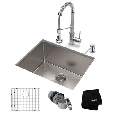 KRAUS 36 Inch Farmhouse Single Bowl Stainless Steel Kitchen Sink with  Kitchen Faucet and Soap Dispenser in Stainless Steel - Bed Bath & Beyond -  4389932