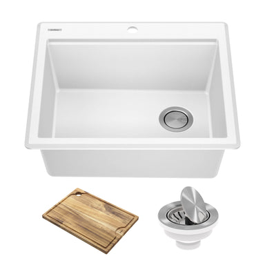 Bellucci™ Workstation 30'' W or 33'' W White, Metallic Black, Metallic  Brown, or Metallic Grey Undermount Granite Composite Single Bowl Kitchen  Sink Set by Kraus
