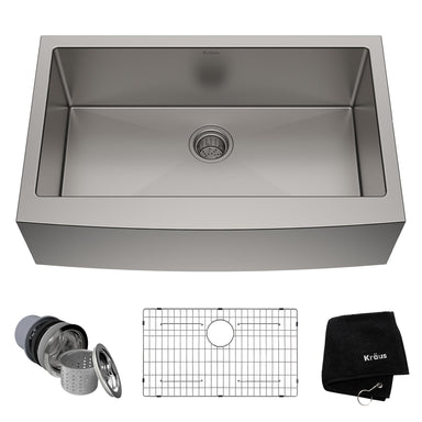 KRAUS 33 Flat Front Farmhouse Stainless Kitchen Sink