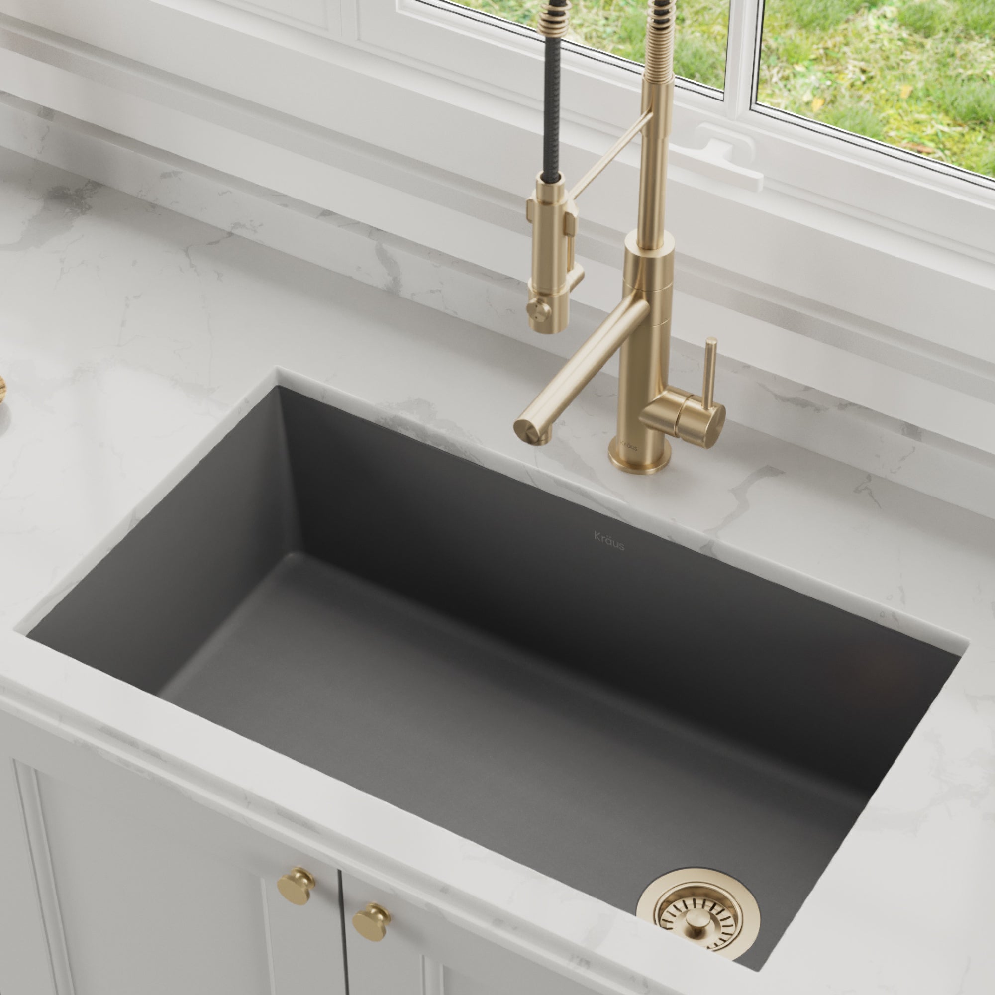 Kraus Forteza 32 Undermount Single Bowl Granite Kitchen Sink In Grey