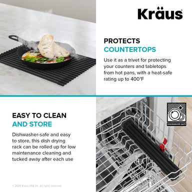 Kraus KCD-1 15.87 to 18.87 in. Multipurpose Stainless Steel Kitchen Sink Drying Rack - Sponge Holder, Sink Caddy with Towel Bar