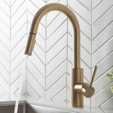 KRAUS Oletto Drinking Water Filter Faucet in Brushed Brass — DirectSinks